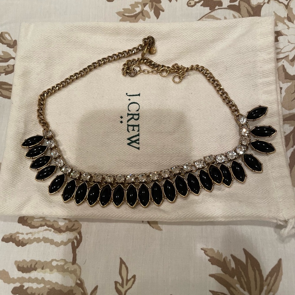 J crew black jeweled necklace